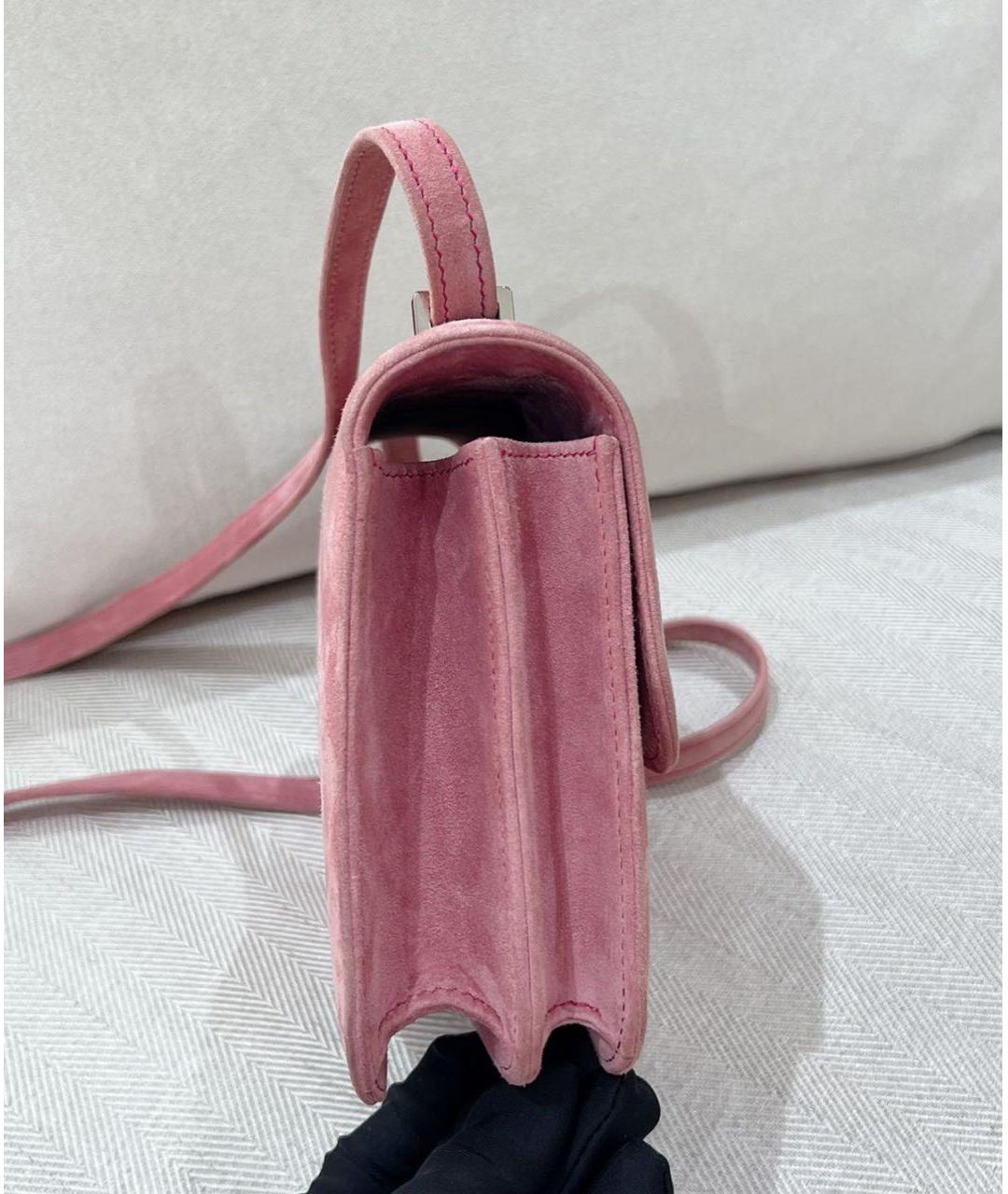 HERMES Розовая замшевая сумка через плечо, фото 4