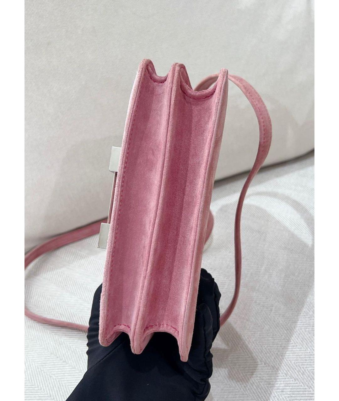 HERMES Розовая замшевая сумка через плечо, фото 7