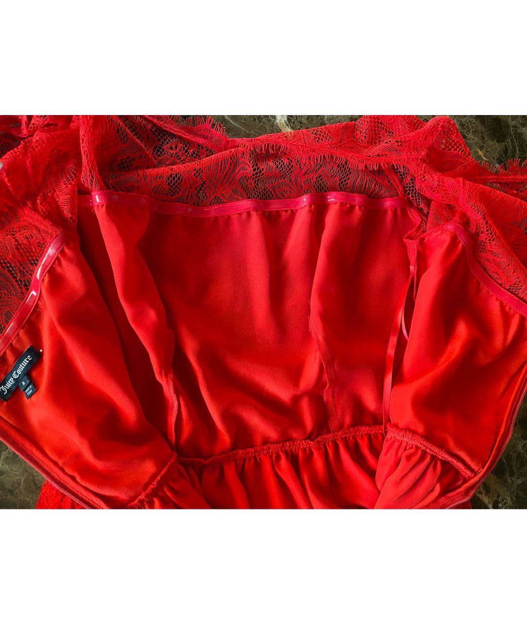 JUICY COUTURE Красное шифоновое коктейльное платье, фото 4