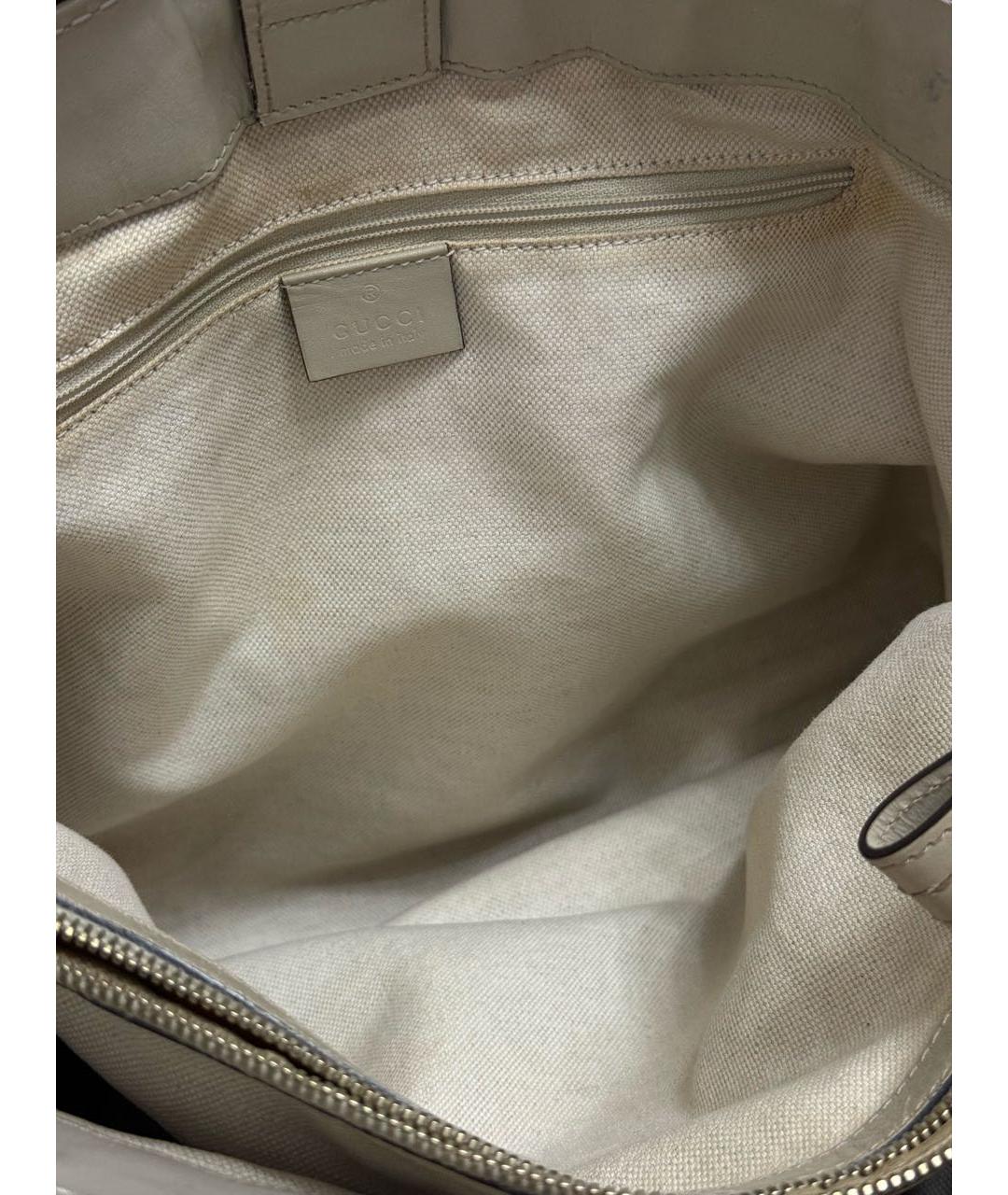 GUCCI Бежевая жаккардовая сумка тоут, фото 5