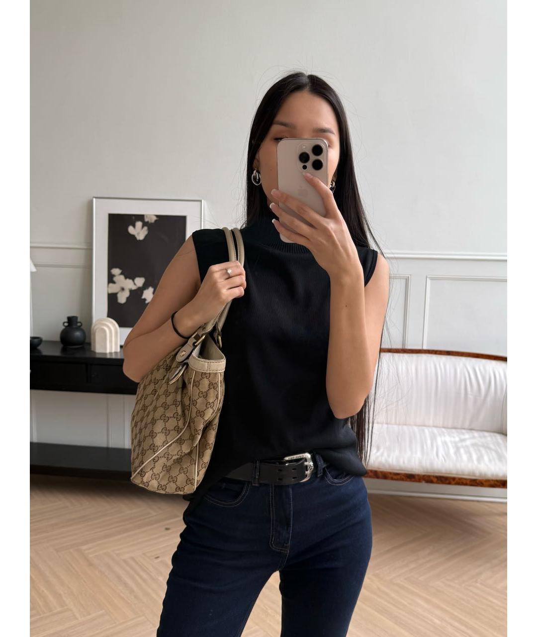 GUCCI Бежевая жаккардовая сумка тоут, фото 3