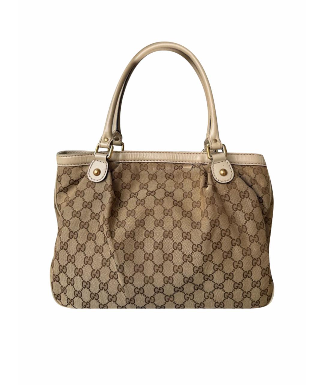 GUCCI Бежевая жаккардовая сумка тоут, фото 1