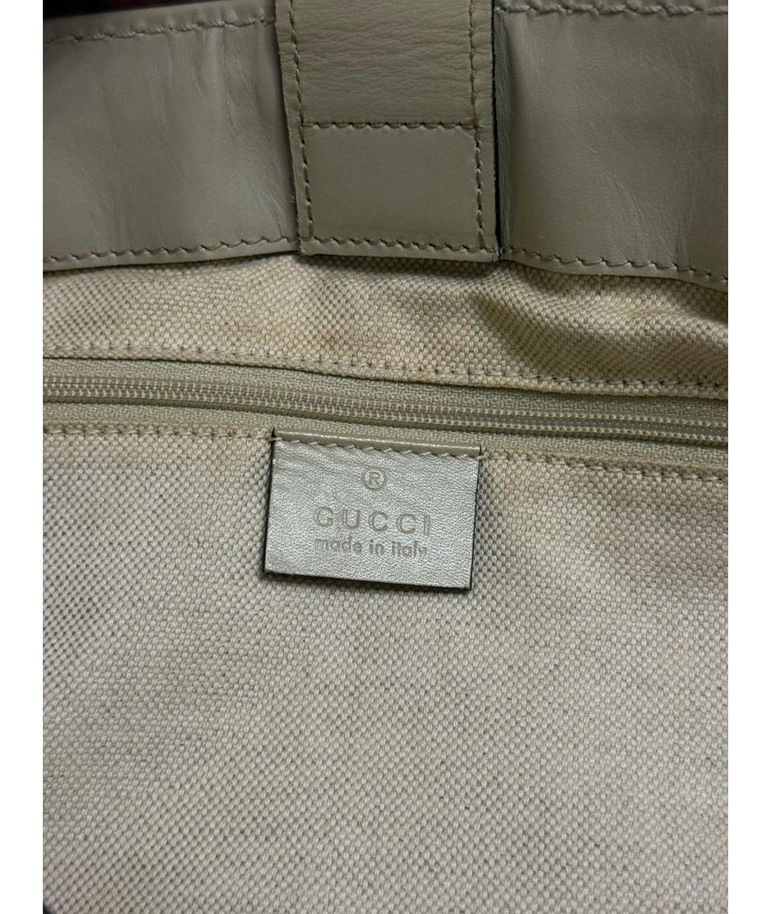 GUCCI Бежевая жаккардовая сумка тоут, фото 6