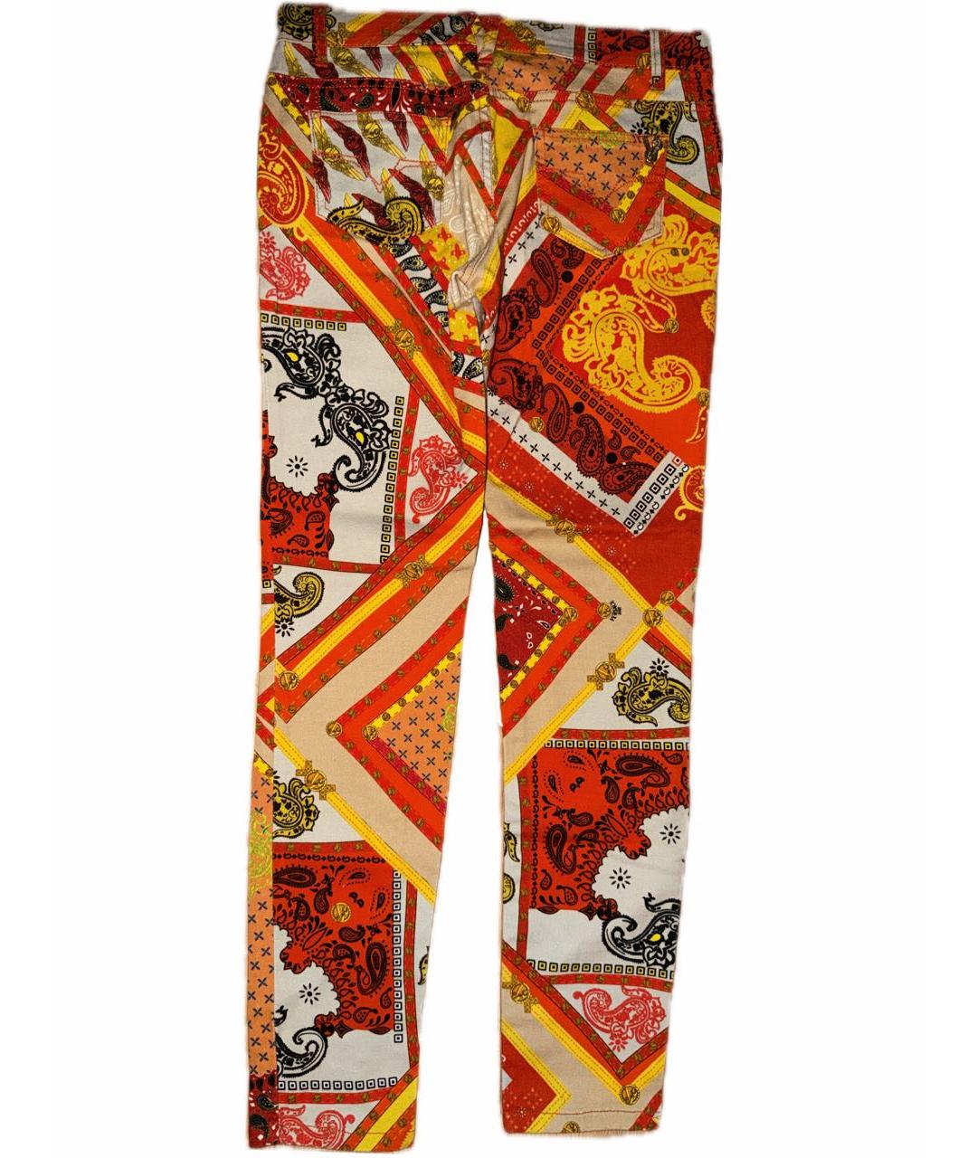 VERSACE Оранжевое хлопко-эластановые джинсы слим, фото 2