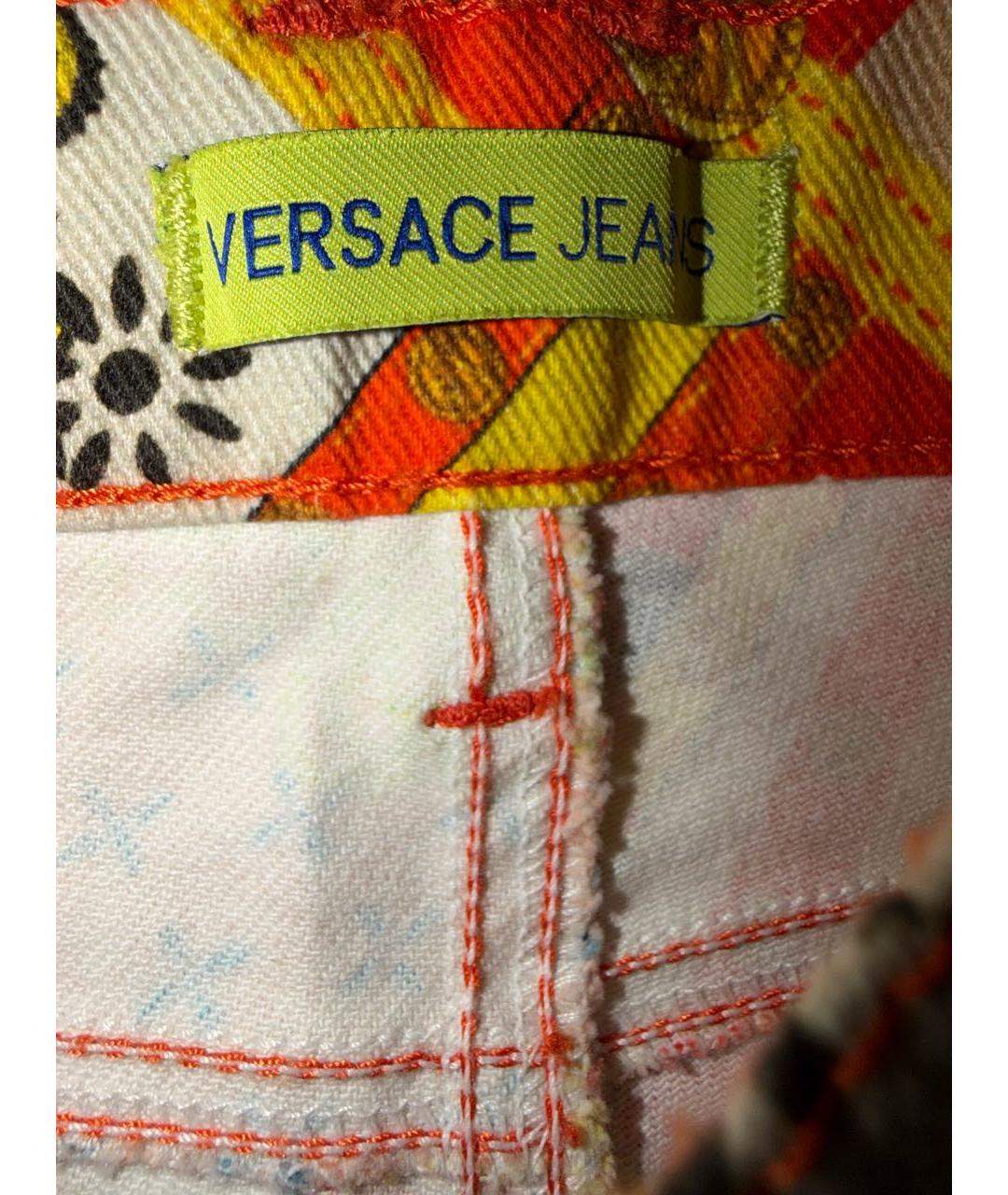 VERSACE Оранжевое хлопко-эластановые джинсы слим, фото 7