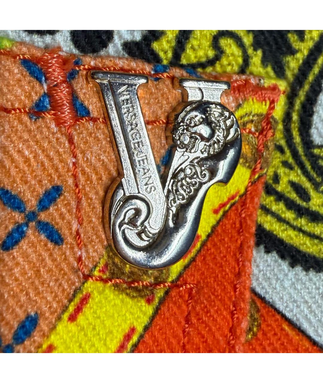 VERSACE Оранжевые хлопко-эластановые джинсы слим, фото 9