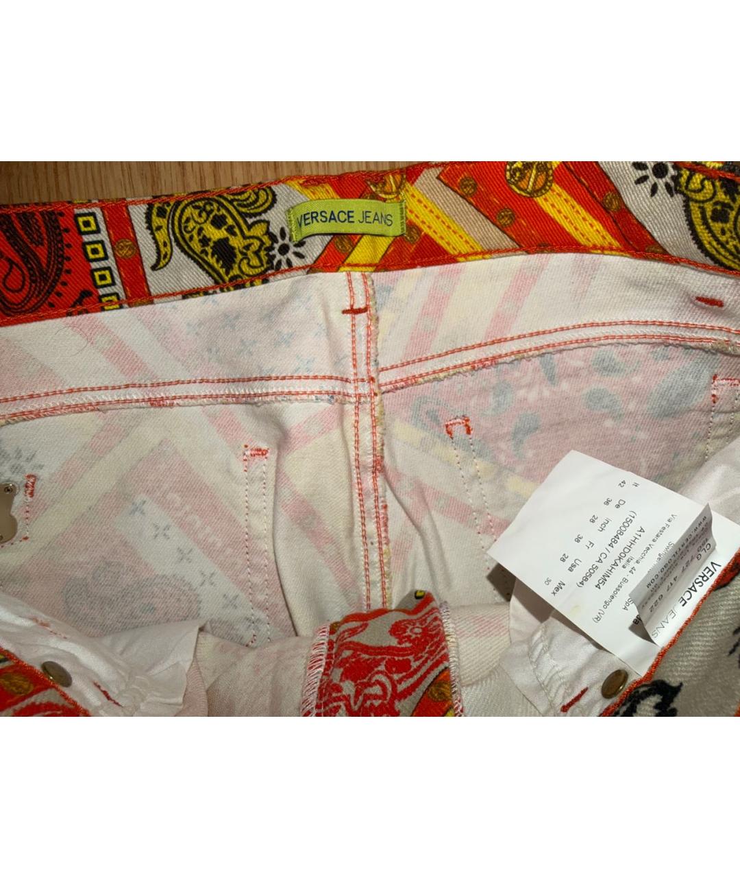 VERSACE Оранжевое хлопко-эластановые джинсы слим, фото 3