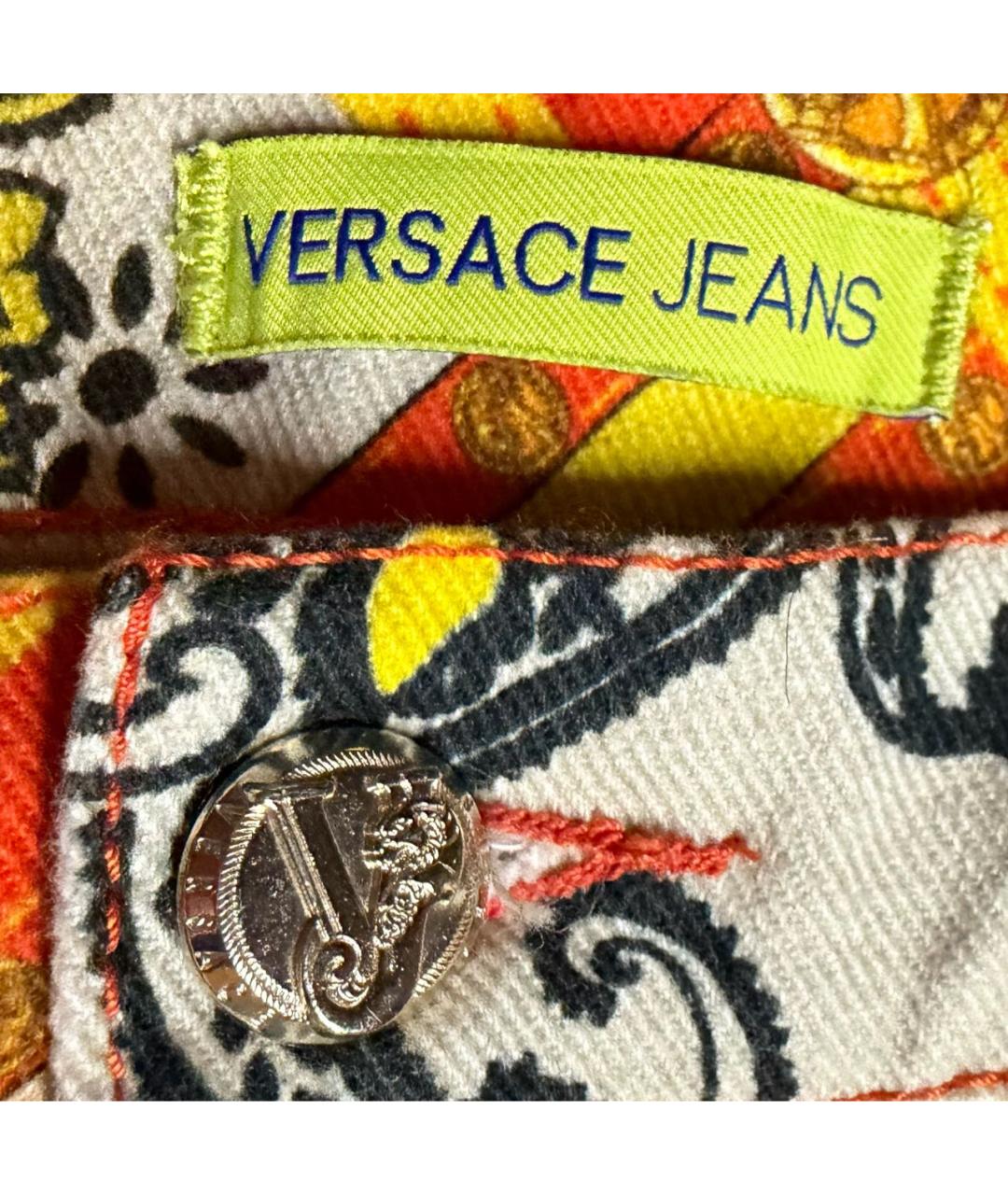 VERSACE Оранжевые хлопко-эластановые джинсы слим, фото 8