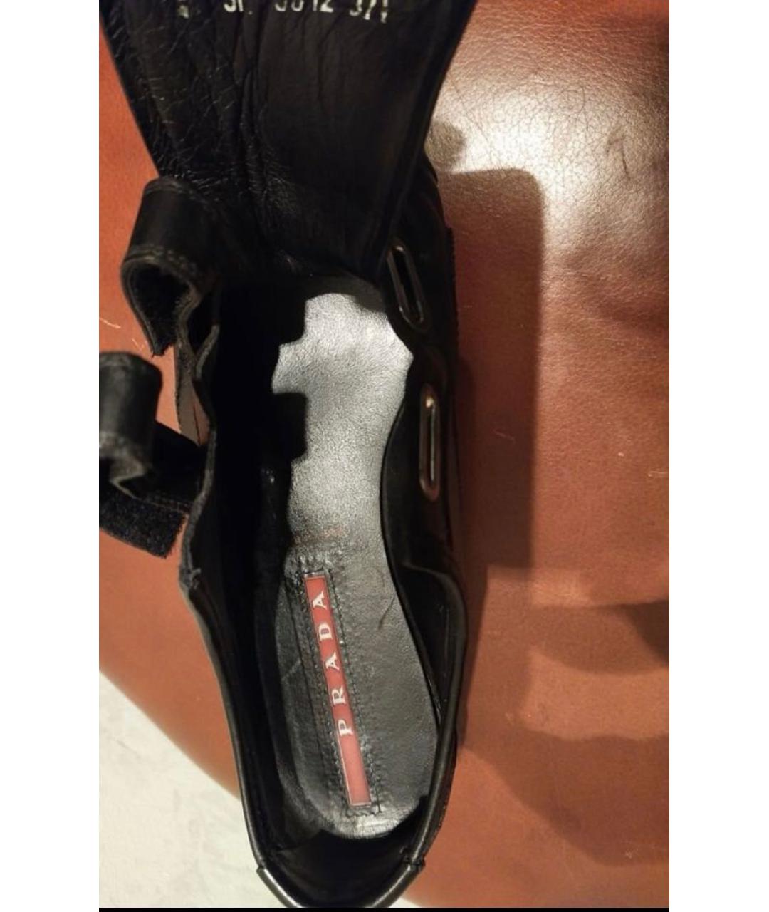 PRADA Черные кожаные кроссовки, фото 6