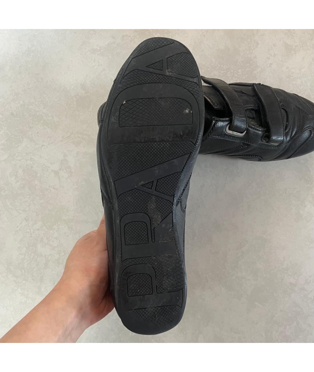 PRADA Черные кожаные кроссовки, фото 8