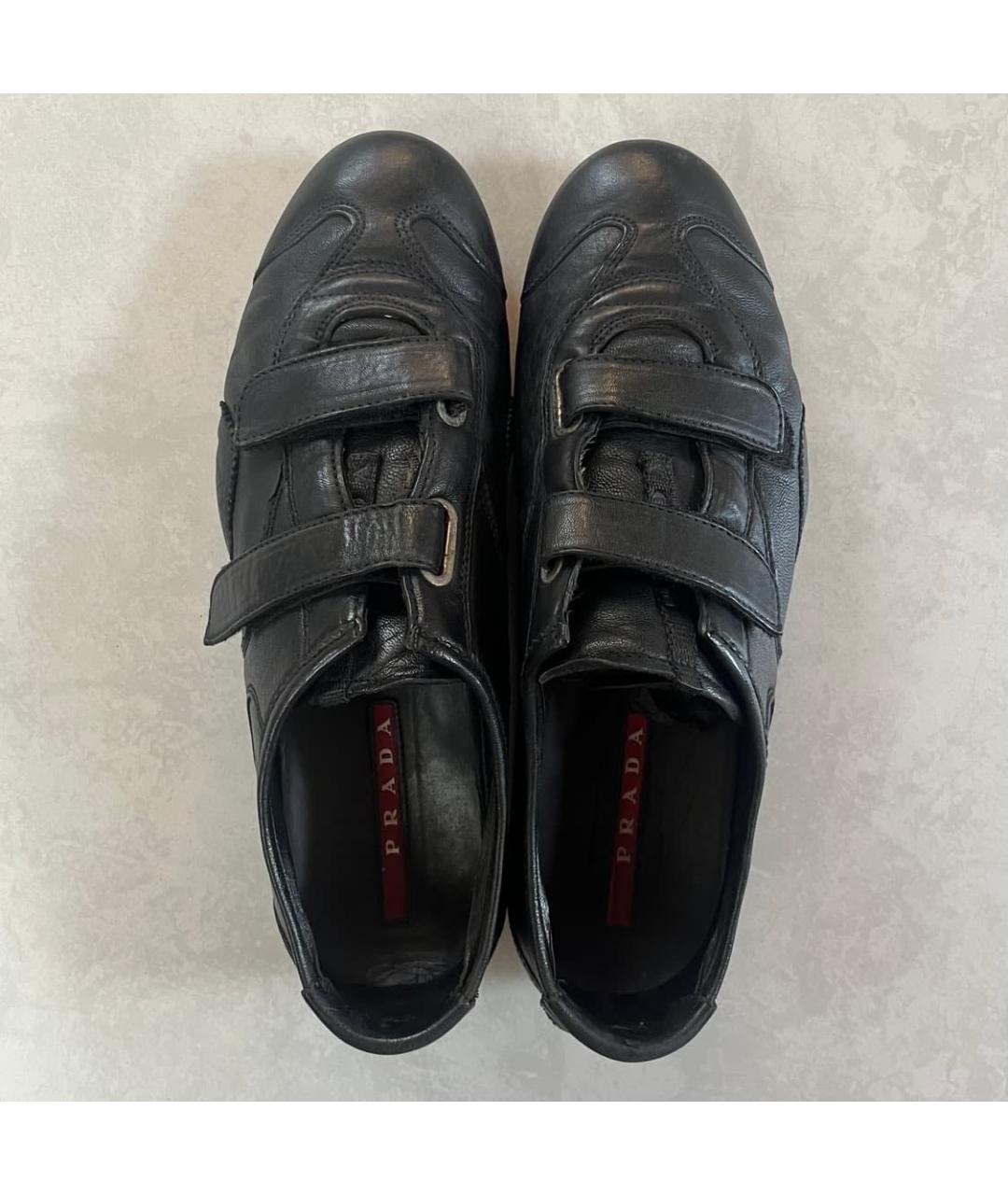 PRADA Черные кожаные кроссовки, фото 2
