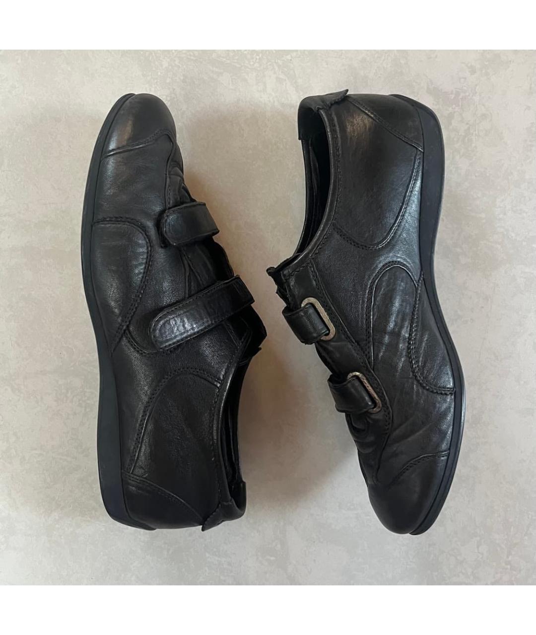 PRADA Черные кожаные кроссовки, фото 3