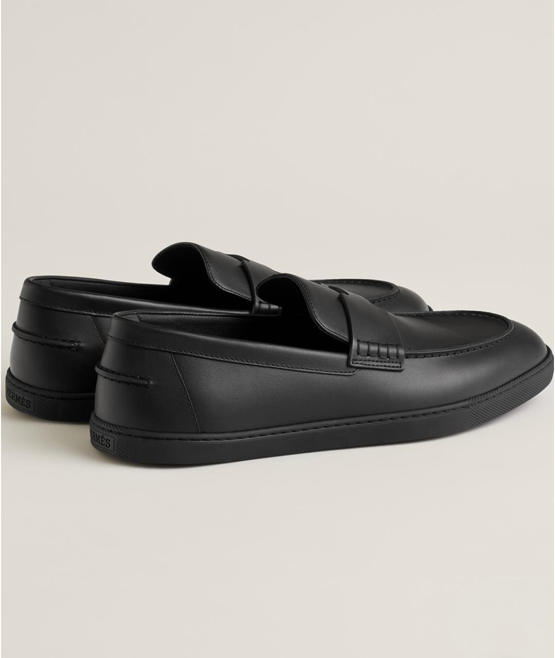 HERMES Черные кожаные лоферы, фото 5