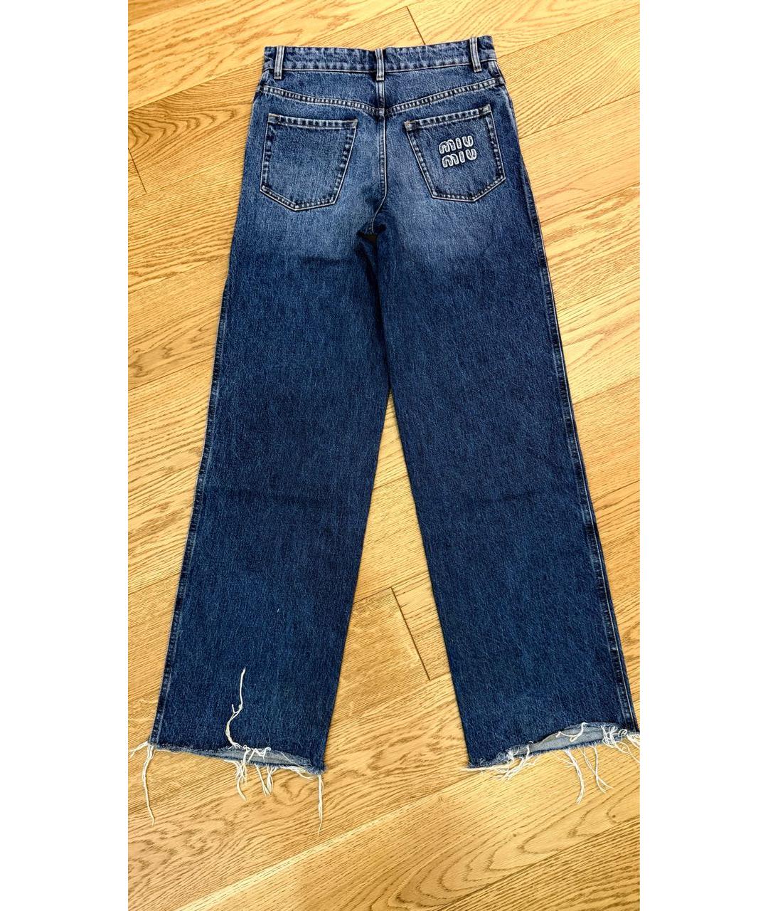 MIU MIU Синие хлопковые прямые джинсы, фото 2