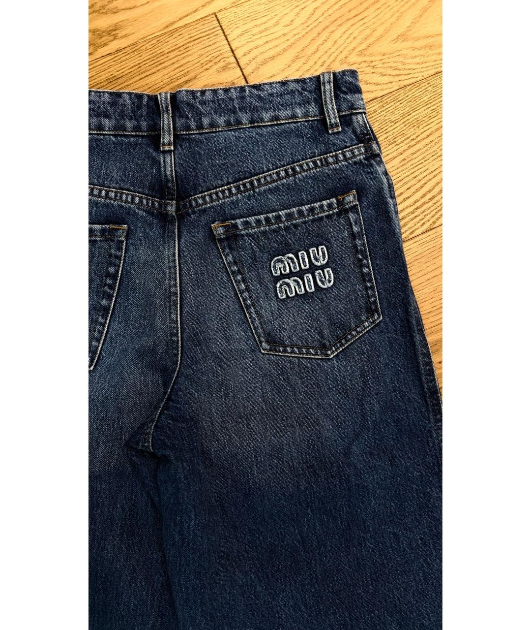 MIU MIU Синие хлопковые прямые джинсы, фото 6