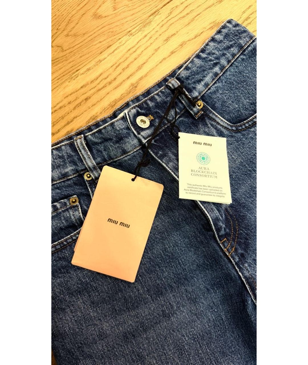 MIU MIU Синие хлопковые прямые джинсы, фото 5