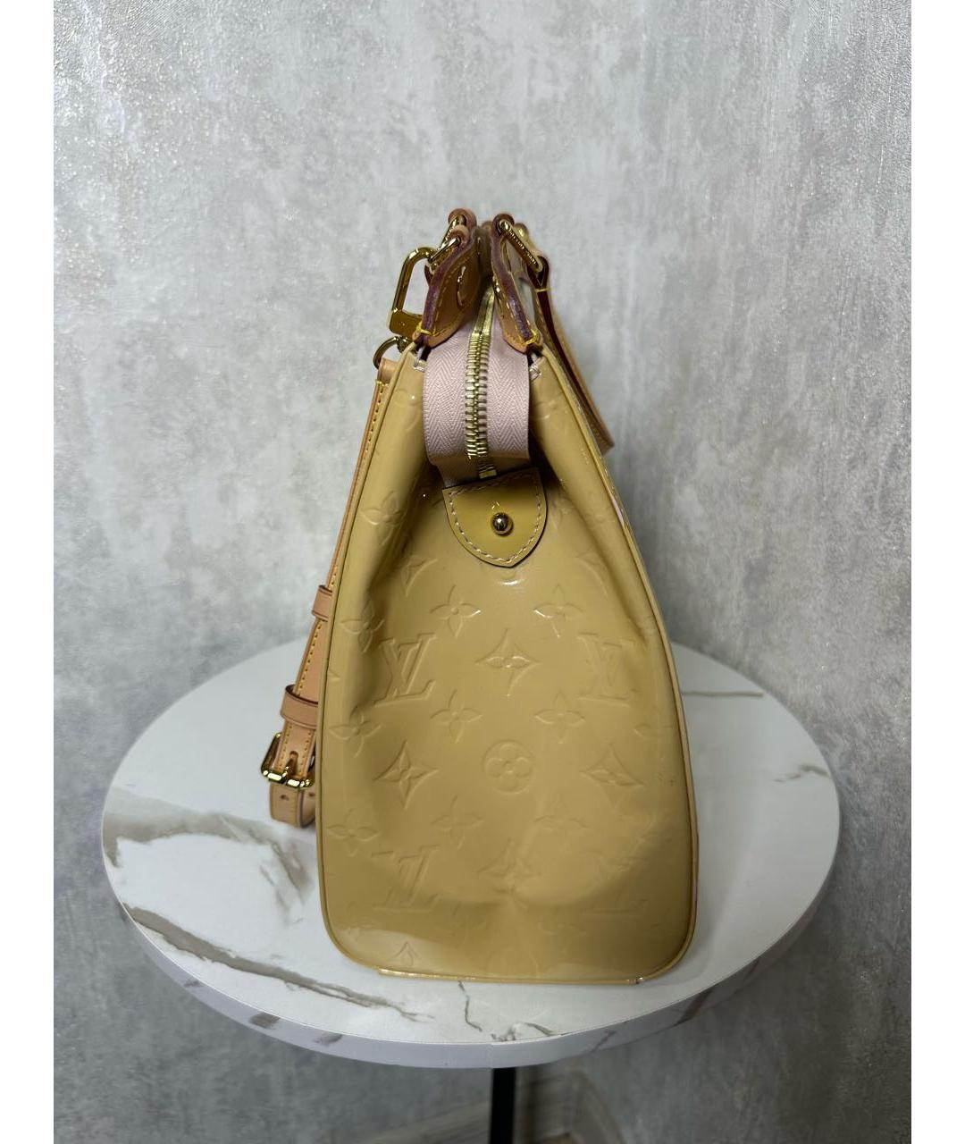 LOUIS VUITTON Золотая сумка с короткими ручками из лакированной кожи, фото 2