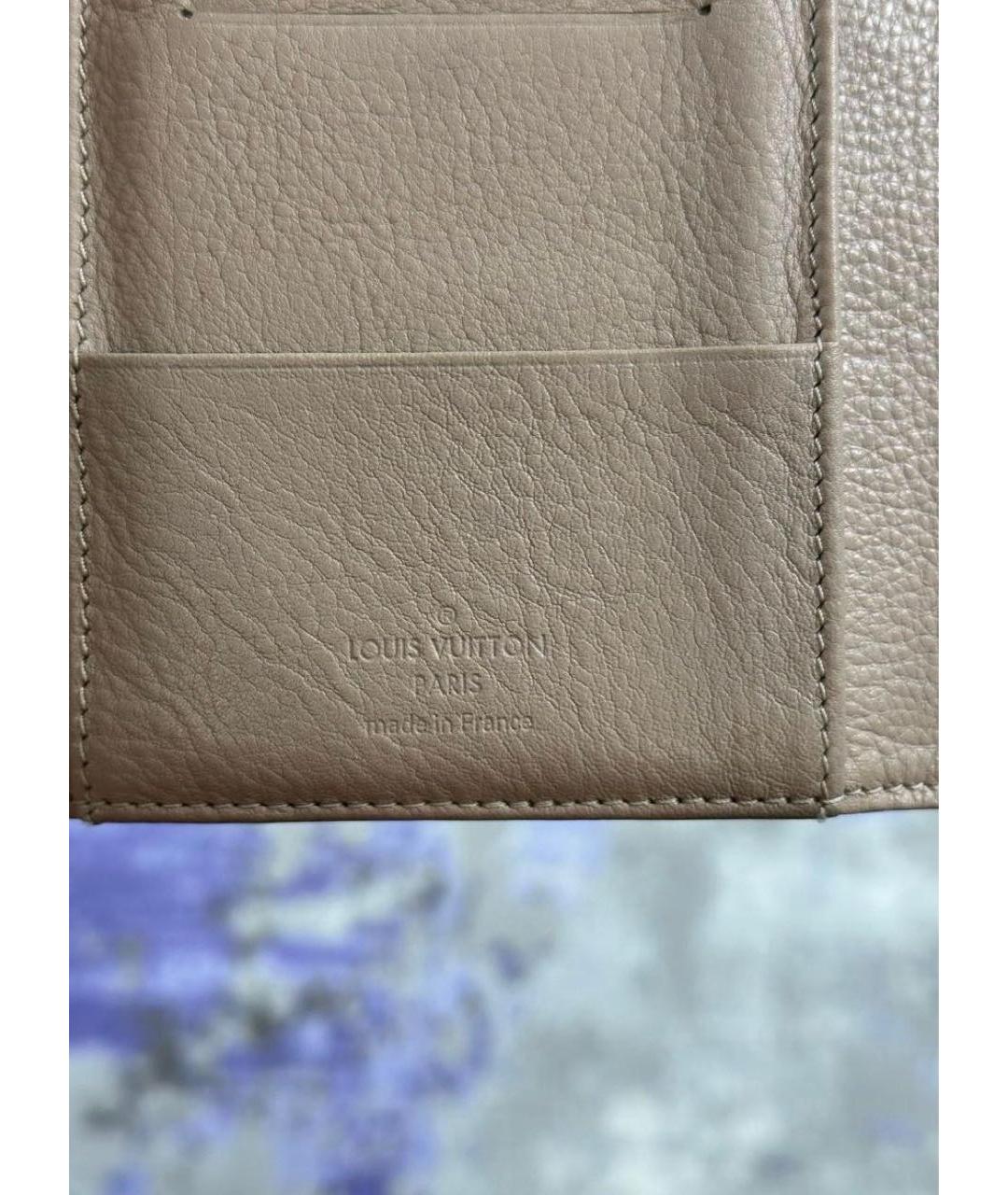 LOUIS VUITTON Бежевый кожаный кошелек, фото 4