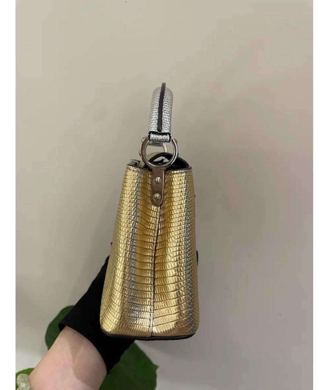 LOUIS VUITTON Золотая сумка с короткими ручками из экзотической кожи, фото 4