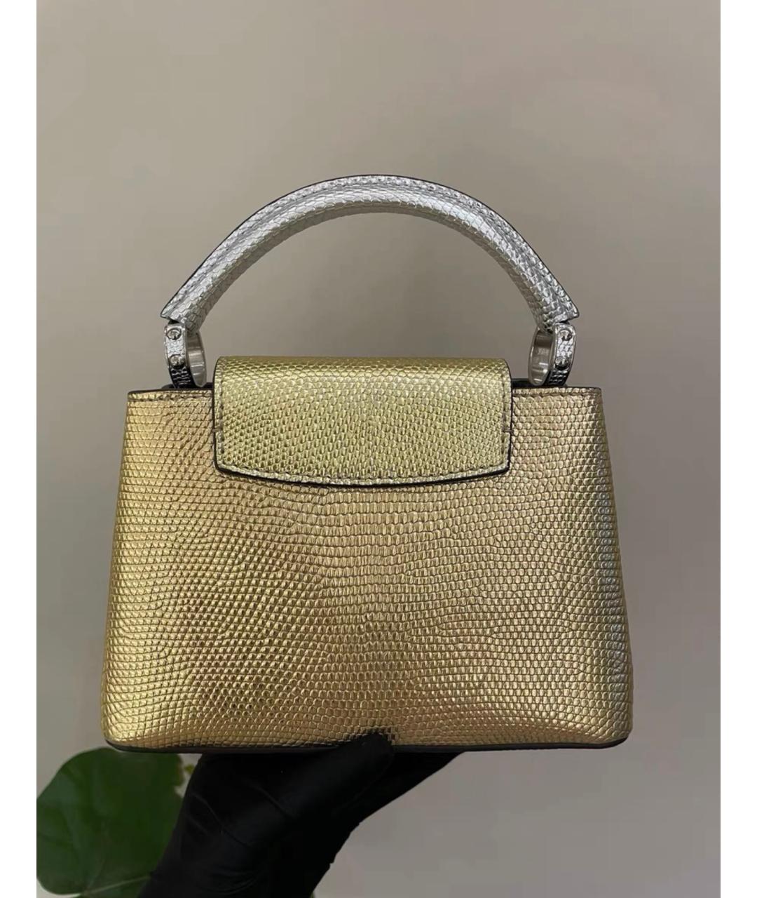 LOUIS VUITTON Золотая сумка с короткими ручками из экзотической кожи, фото 3