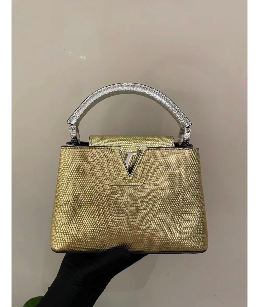 LOUIS VUITTON Золотая сумка с короткими ручками из экзотической кожи, фото 2