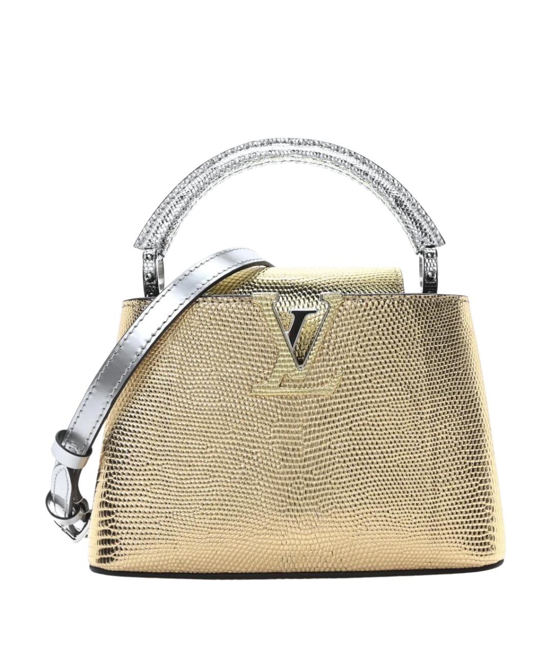 LOUIS VUITTON Золотая сумка с короткими ручками из экзотической кожи, фото 1