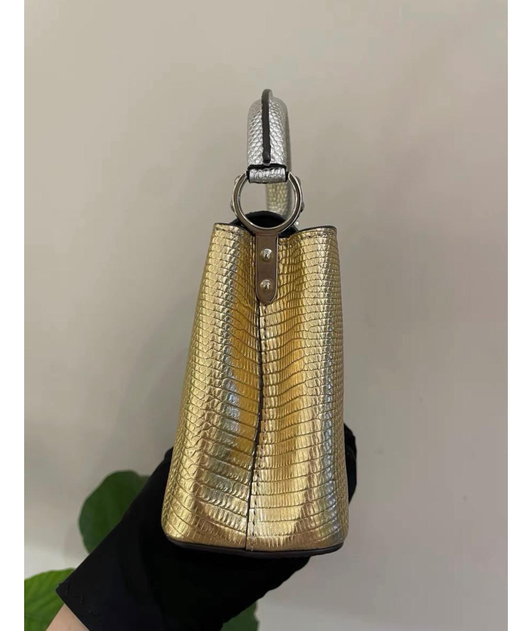 LOUIS VUITTON Золотая сумка с короткими ручками из экзотической кожи, фото 5