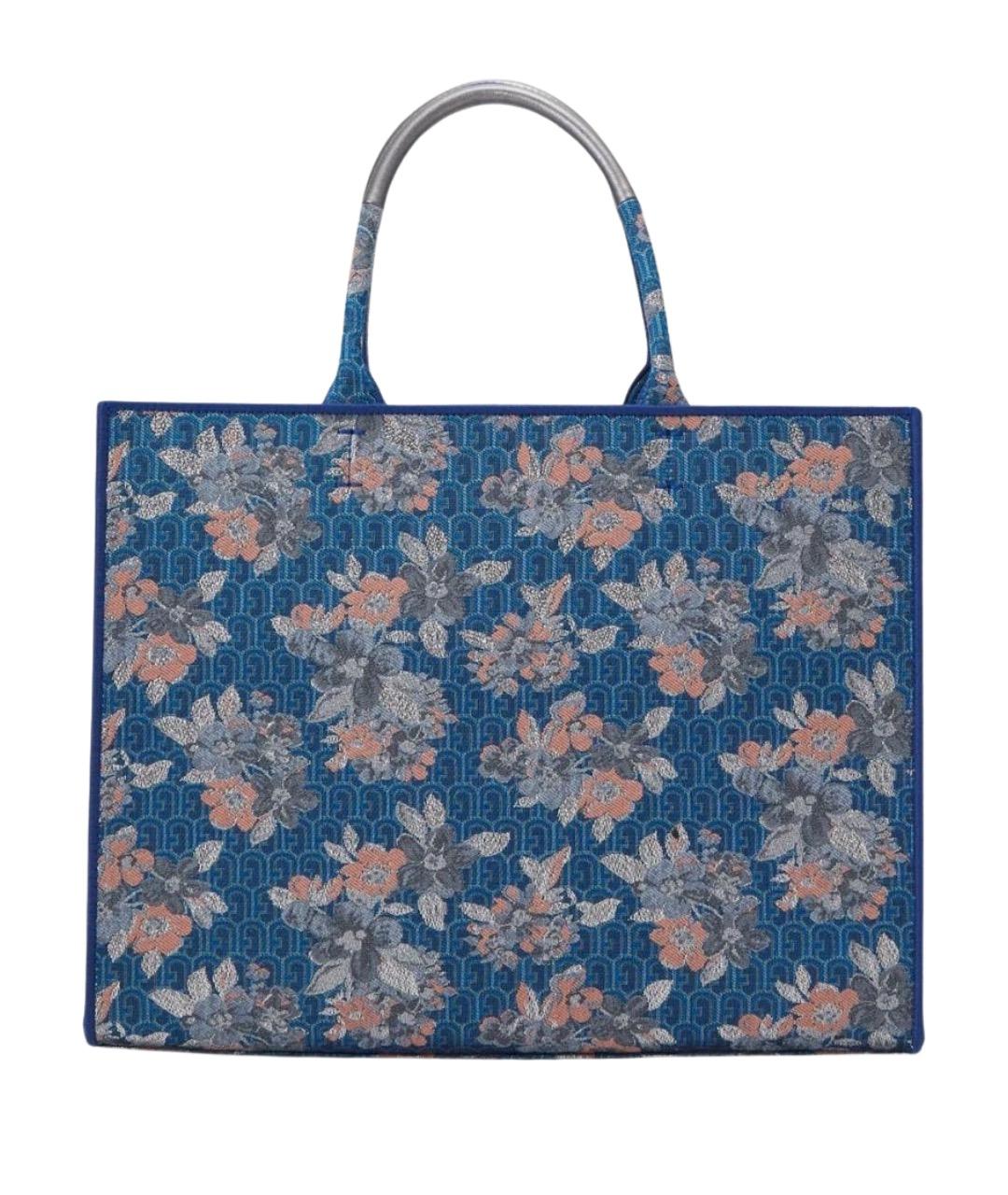 FURLA Темно-синяя тканевая сумка тоут, фото 1