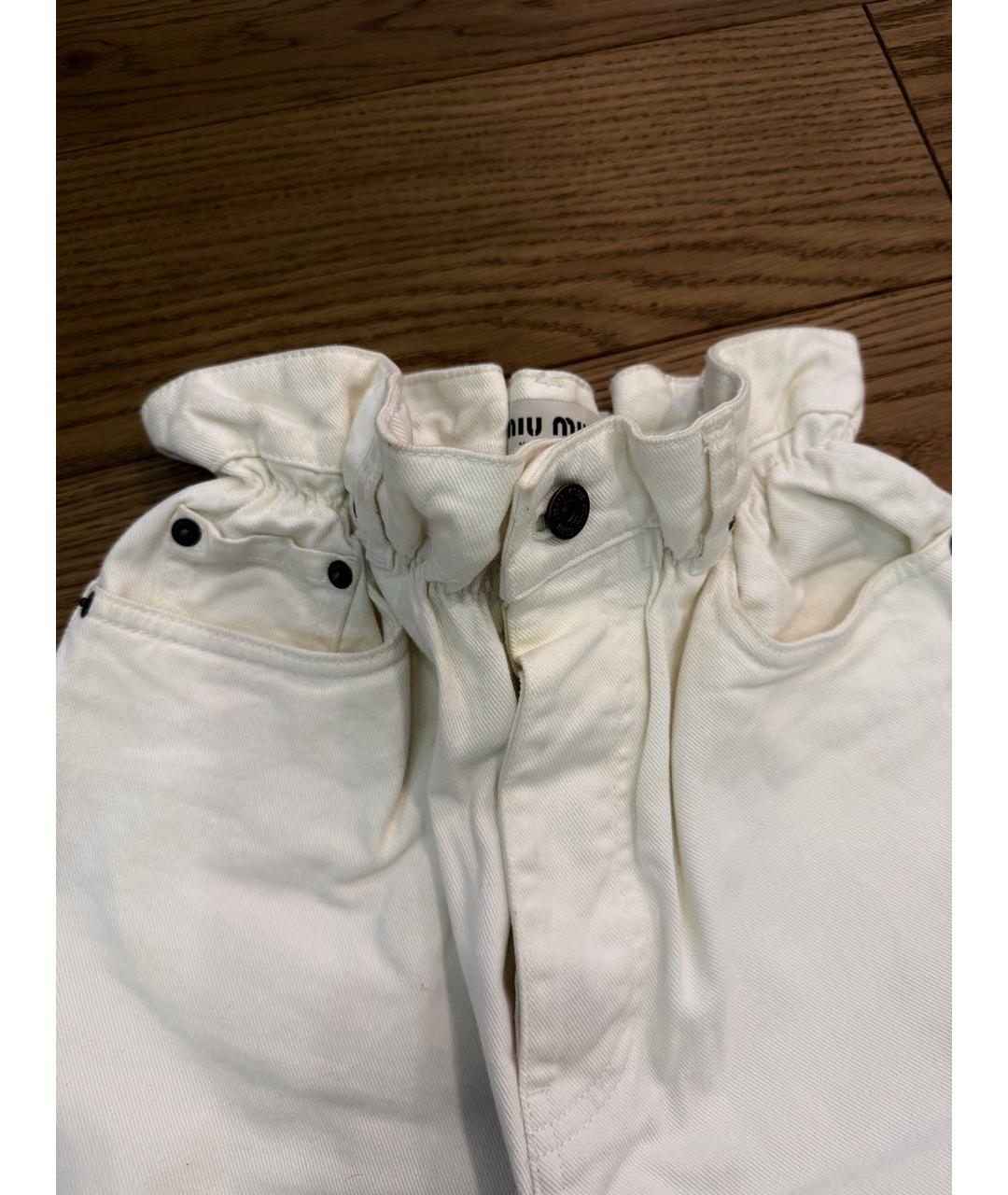 MIU MIU Белые хлопковые прямые джинсы, фото 5