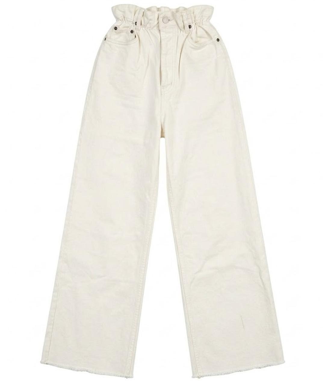 MIU MIU Белые хлопковые прямые джинсы, фото 1