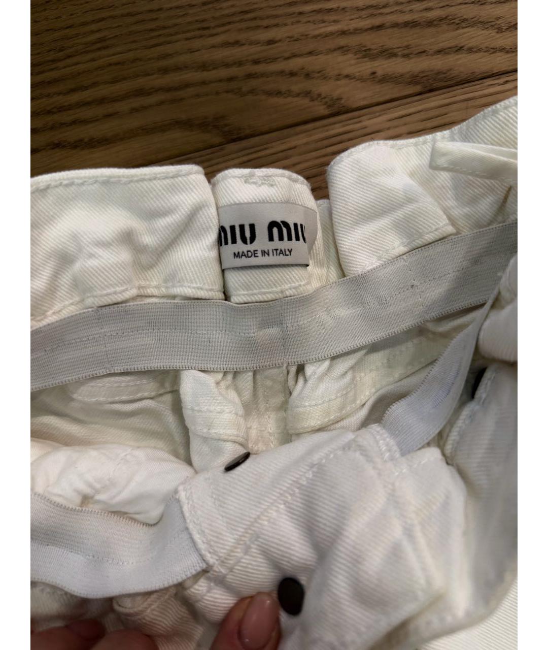 MIU MIU Белые хлопковые прямые джинсы, фото 6