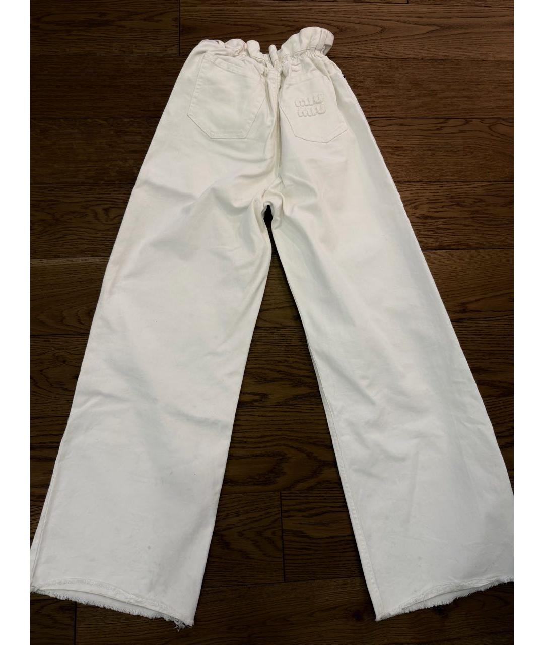 MIU MIU Белые хлопковые прямые джинсы, фото 2