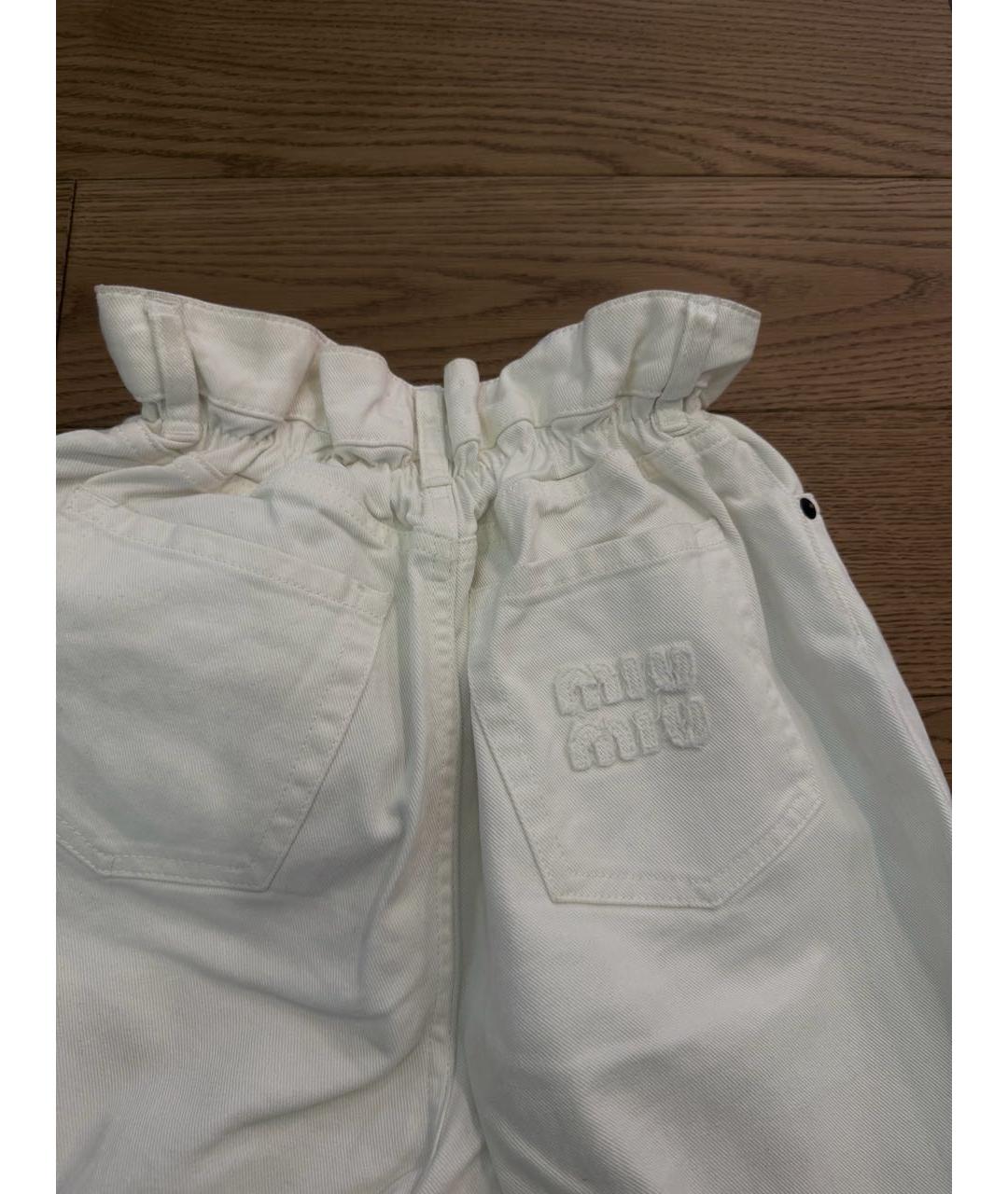 MIU MIU Белые хлопковые прямые джинсы, фото 3