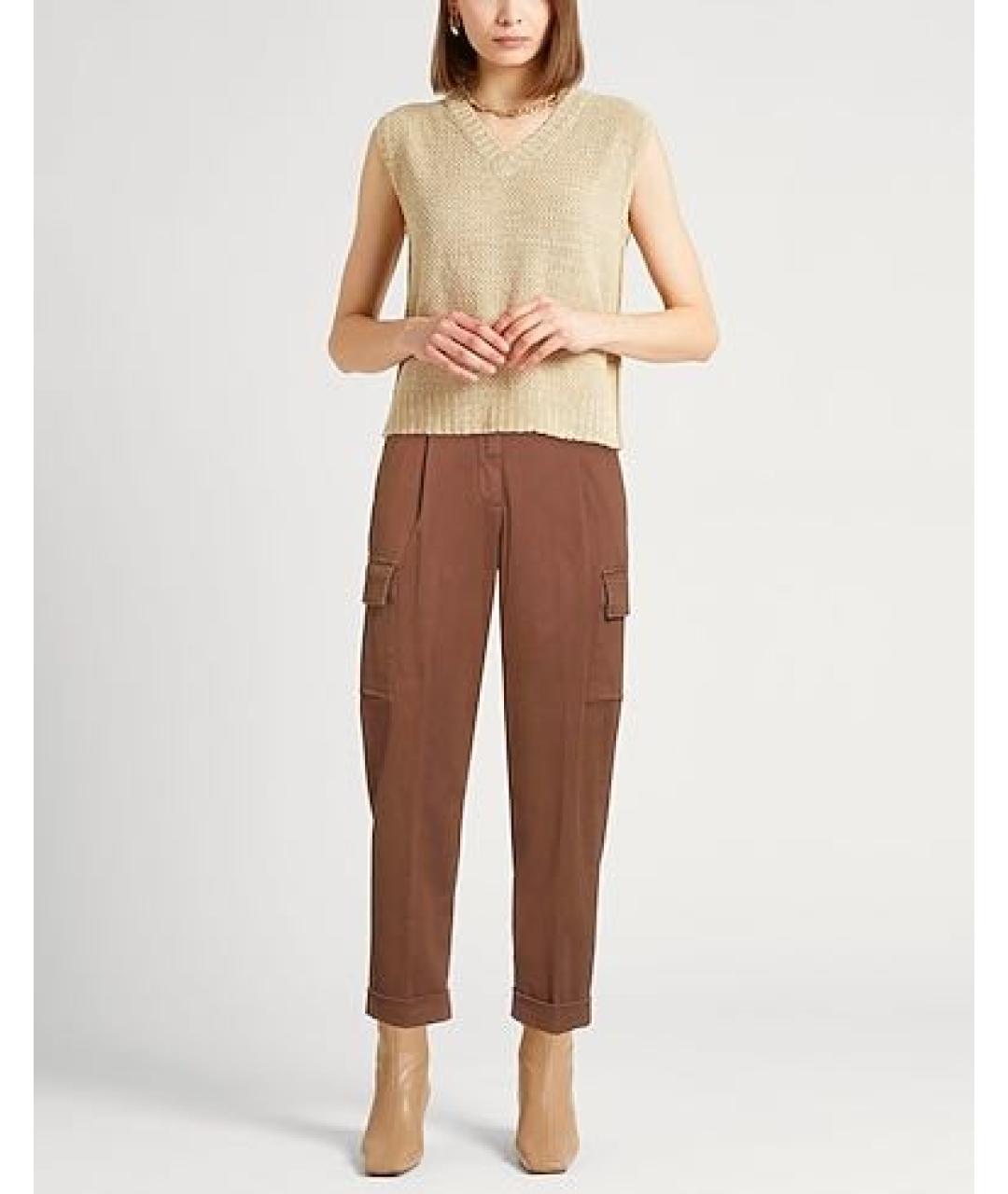 PESERICO Коричневые хлопко-эластановые прямые джинсы, фото 2