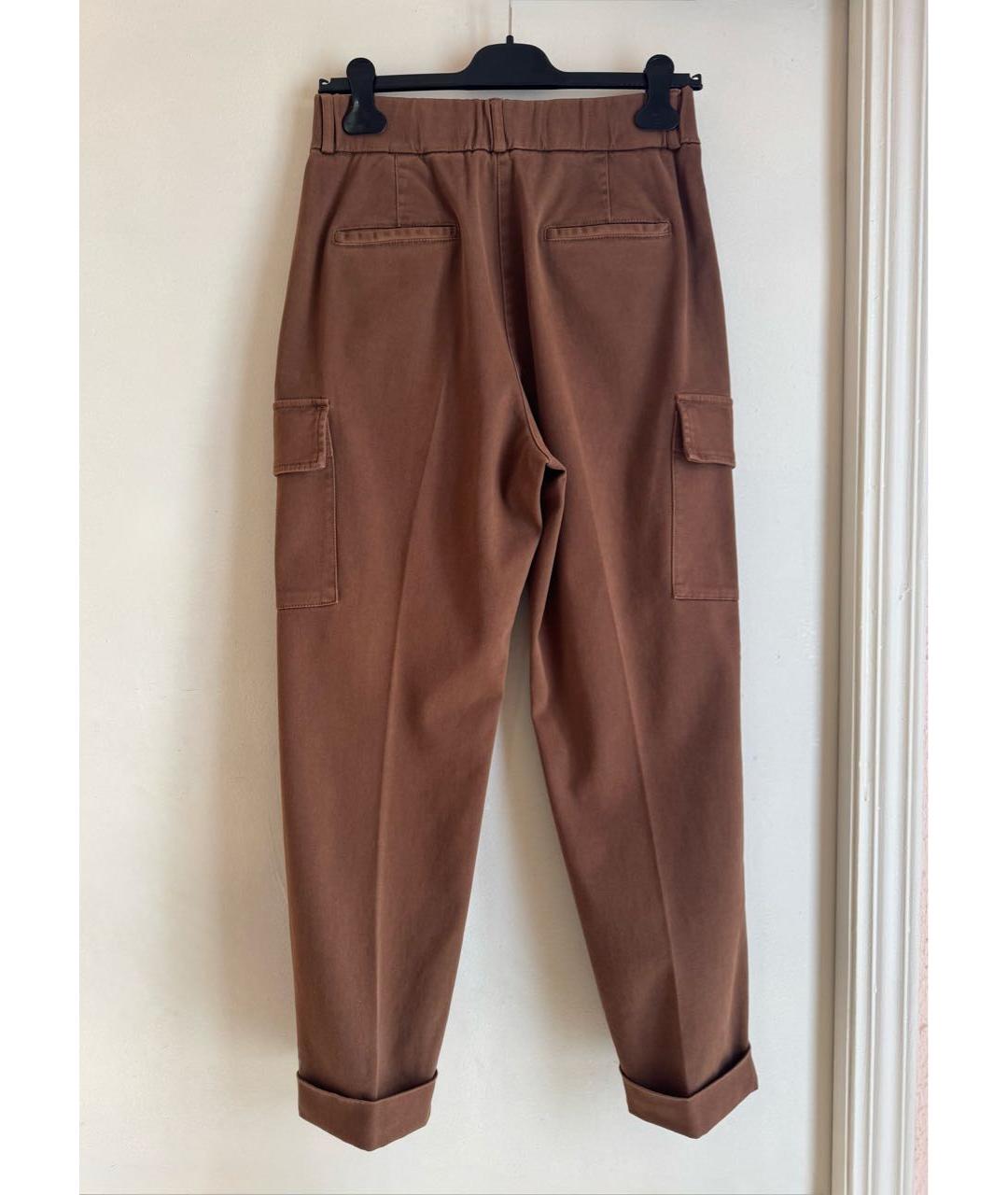 PESERICO Коричневые хлопко-эластановые прямые джинсы, фото 7