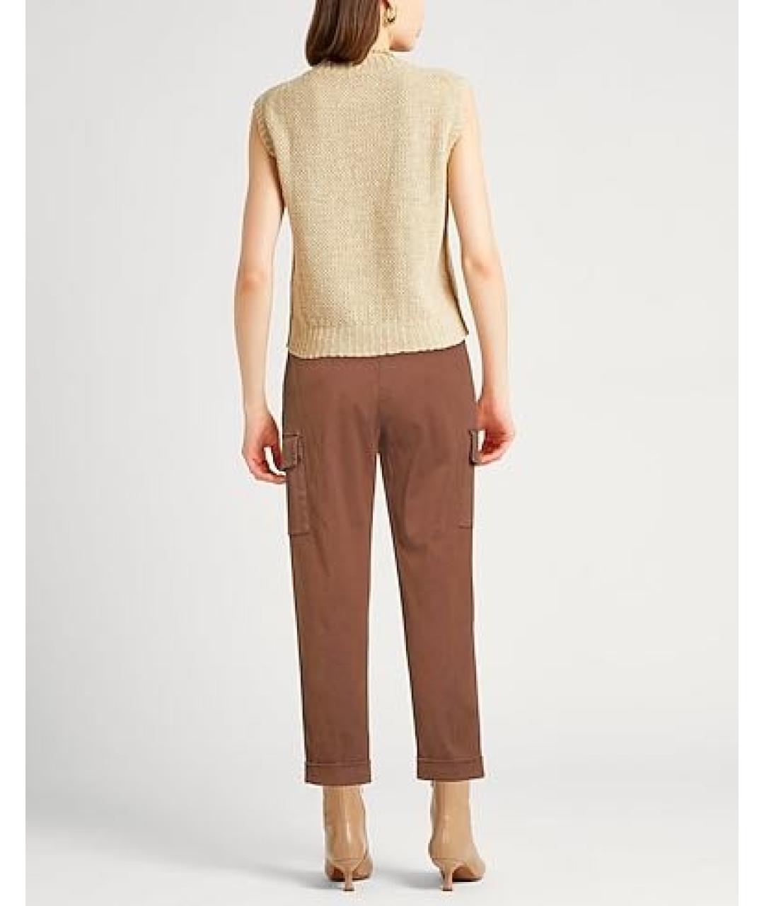 PESERICO Коричневые хлопко-эластановые прямые джинсы, фото 3