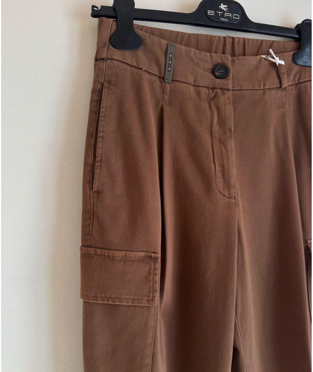 PESERICO Коричневые хлопко-эластановые прямые джинсы, фото 6