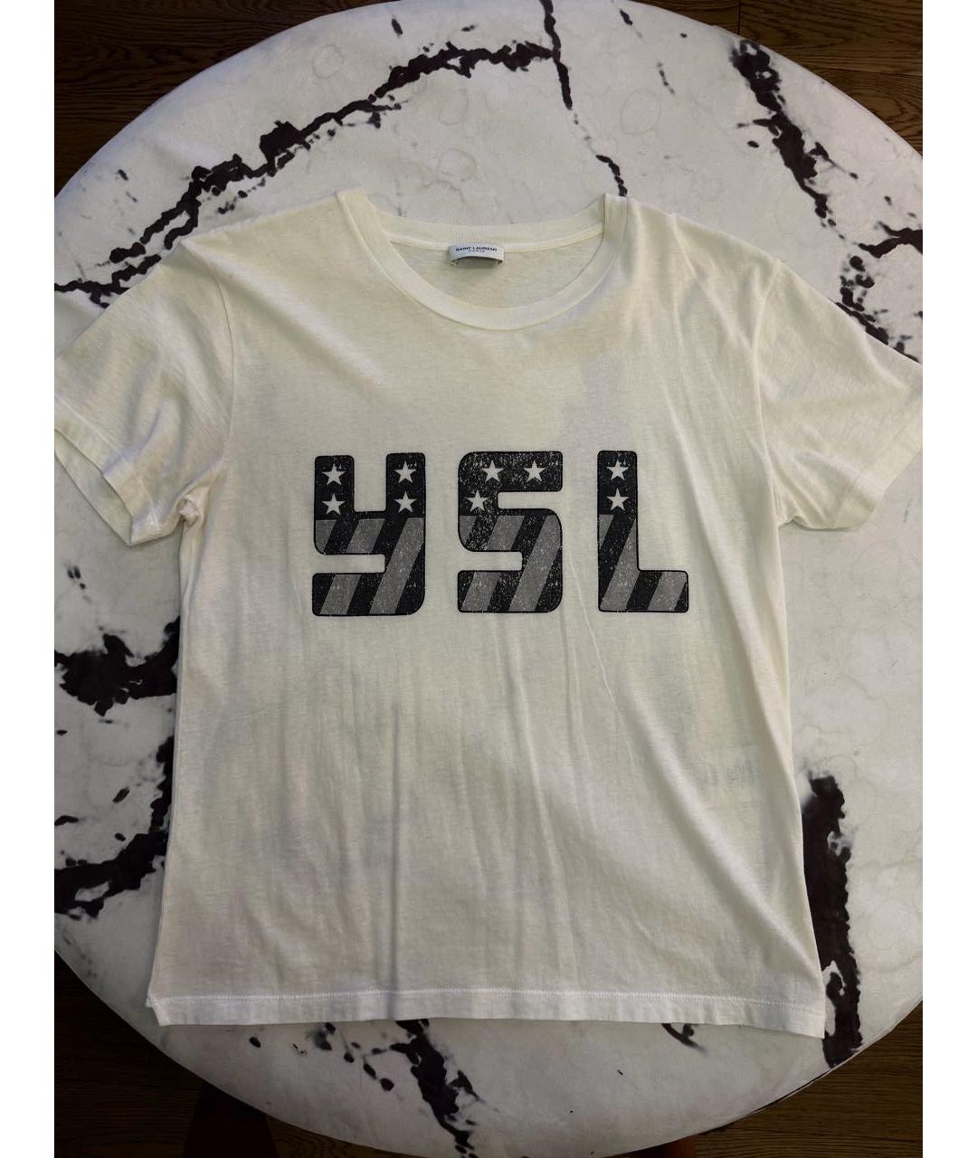 SAINT LAURENT Белая хлопковая футболка, фото 5