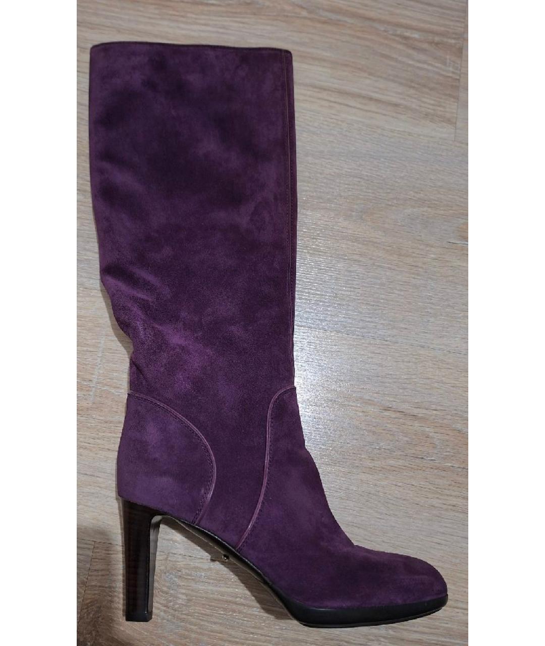 SERGIO ROSSI Фиолетовые замшевые сапоги, фото 9