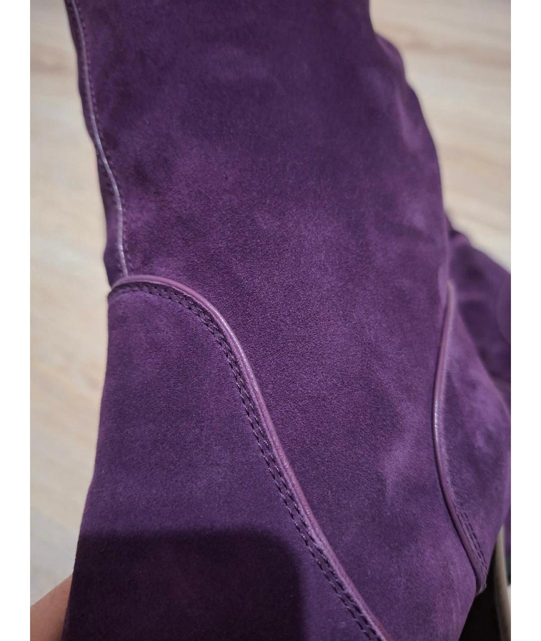 SERGIO ROSSI Фиолетовые замшевые сапоги, фото 6