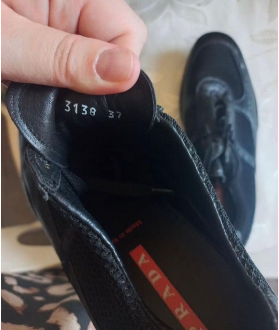 PRADA Черные кожаные кроссовки, фото 5