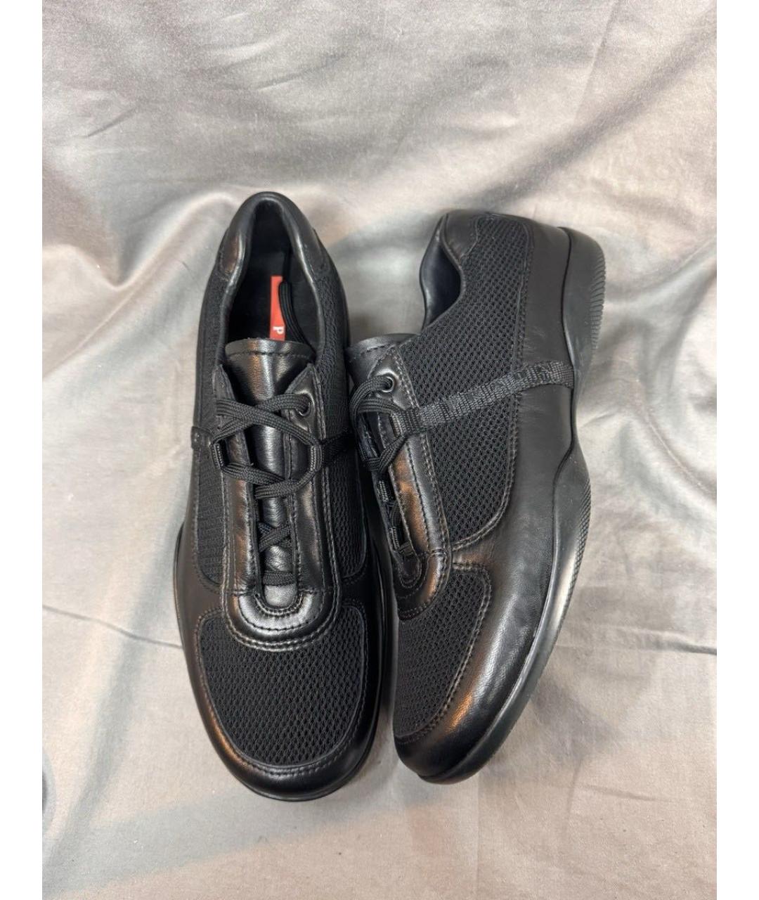 PRADA Черные кожаные кроссовки, фото 2