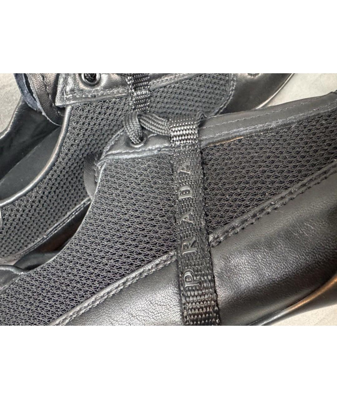 PRADA Черные кожаные кроссовки, фото 6