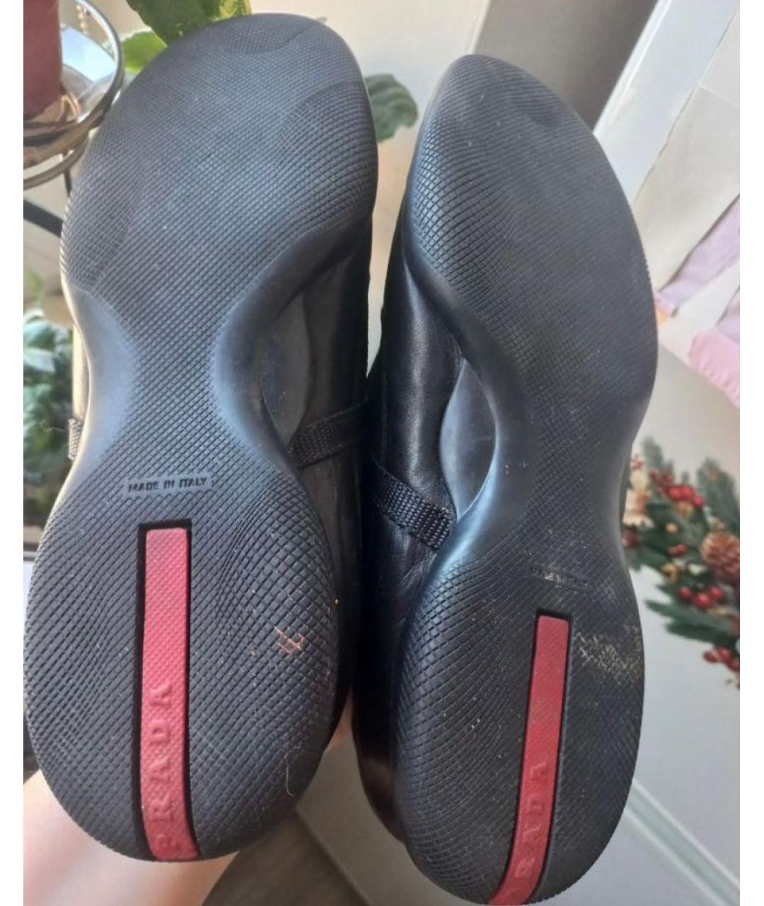 PRADA Черные кожаные кроссовки, фото 4