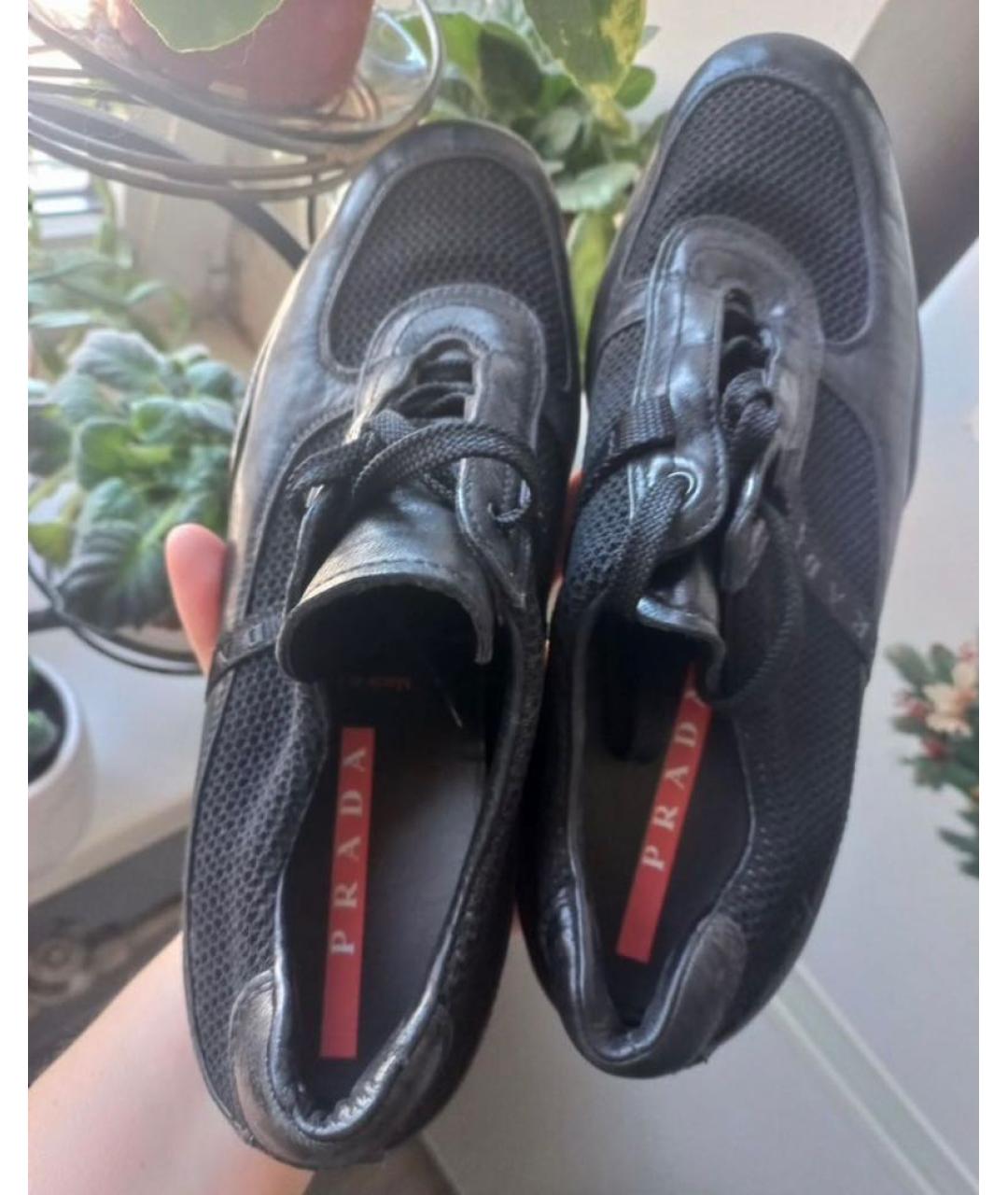 PRADA Черные кожаные кроссовки, фото 7