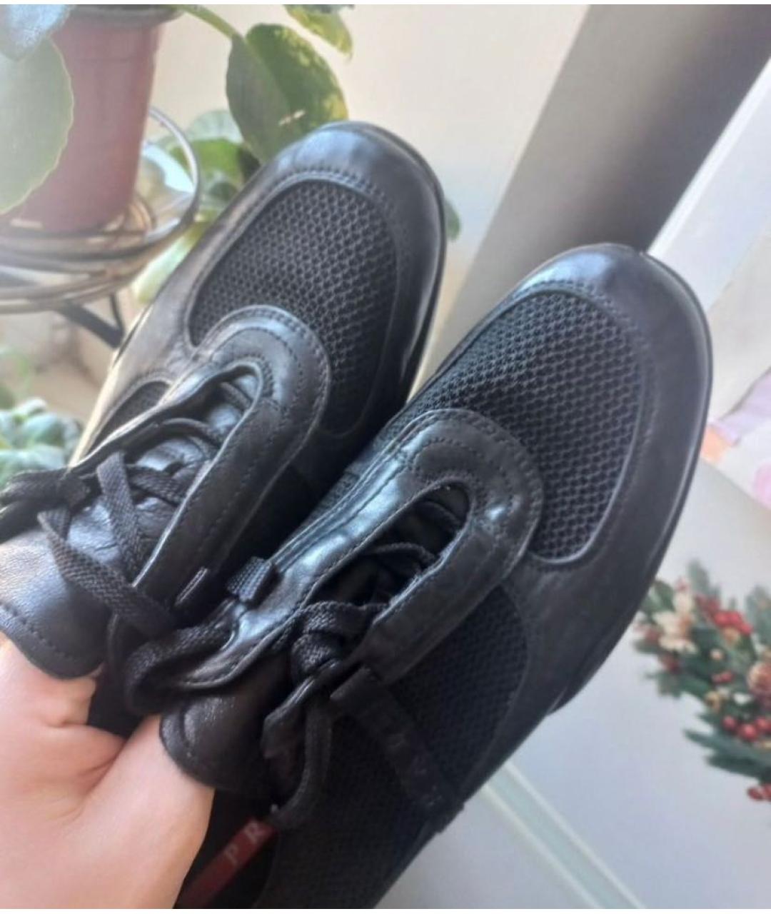 PRADA Черные кожаные кроссовки, фото 8