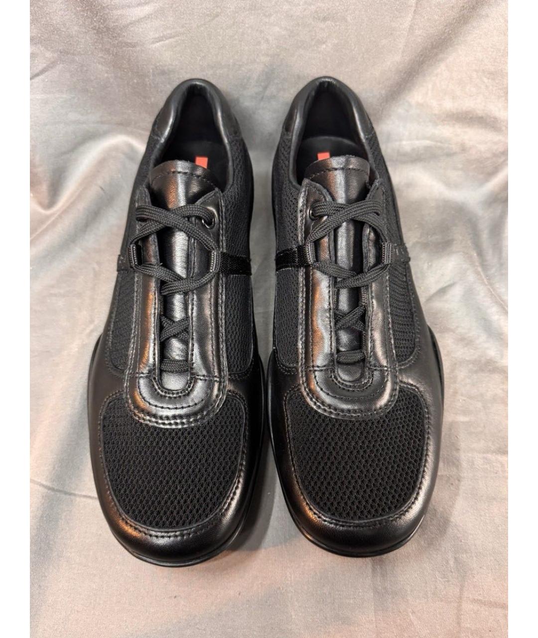 PRADA Черные кожаные кроссовки, фото 3