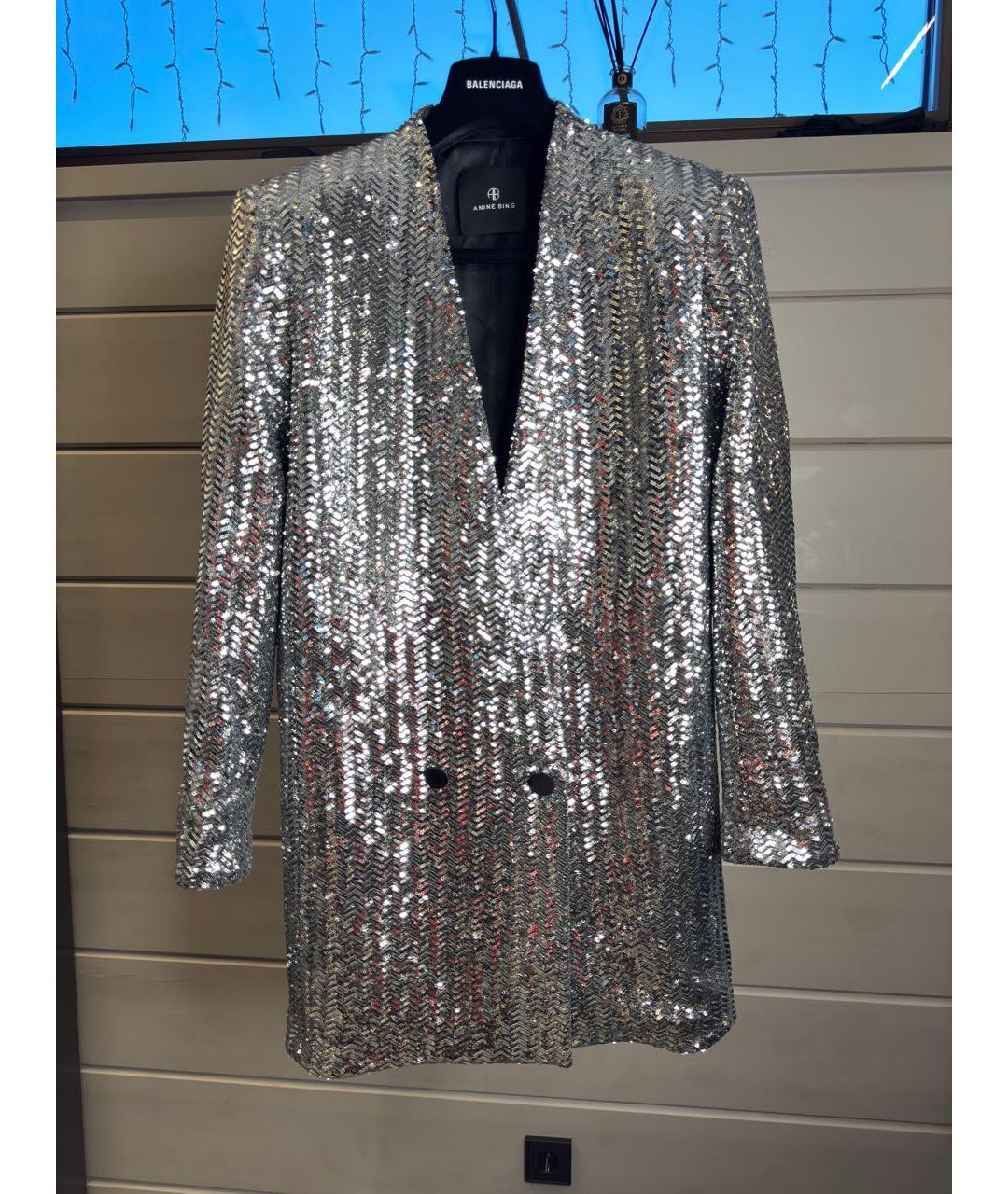 ANINE BING Серебряное коктейльное платье, фото 8