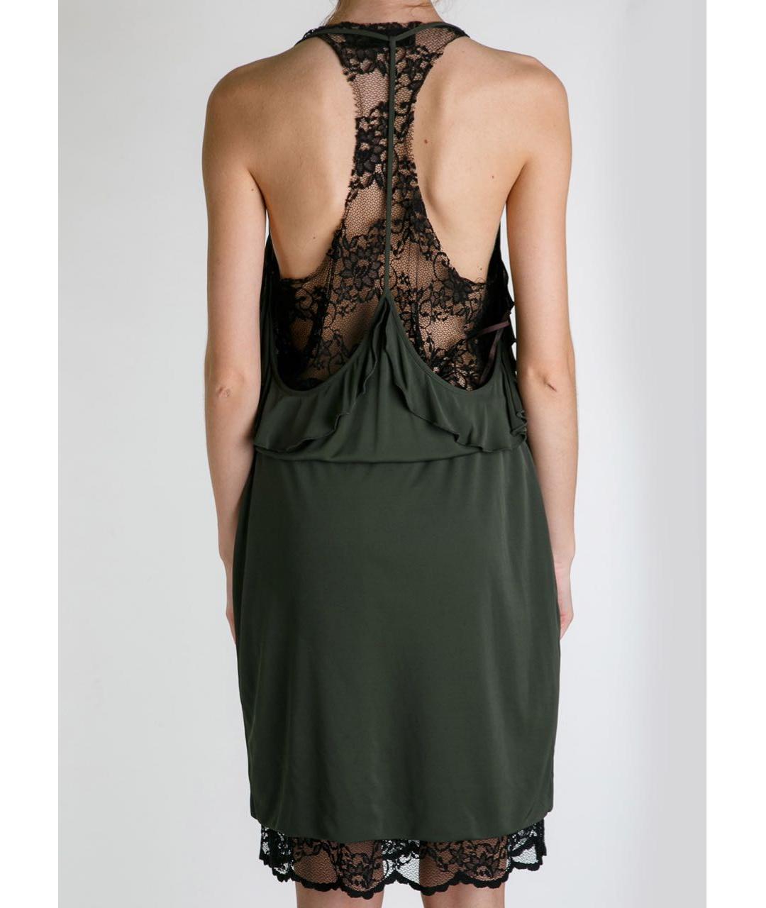 JO NO FUI Хаки вискозное коктейльное платье, фото 4