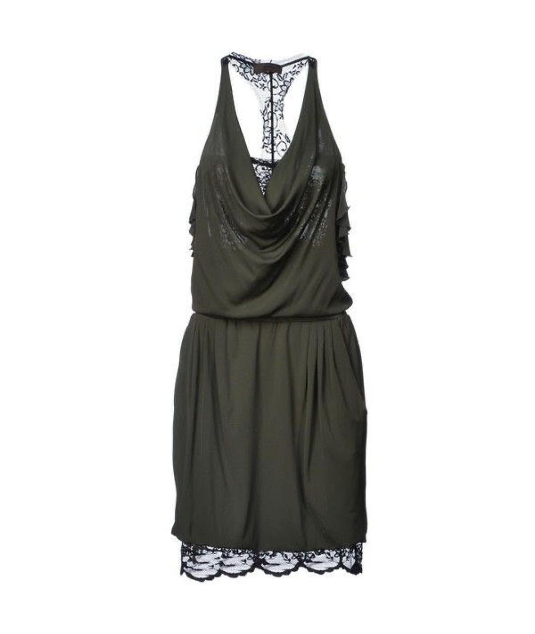 JO NO FUI Хаки вискозное коктейльное платье, фото 1